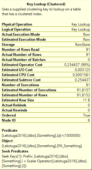 Key lookup without output column